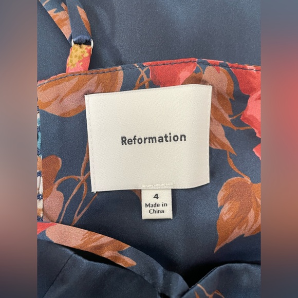NEW Reformation Frankie Silk Maxi Navy Floral Dress Gown Lyric | US 4 UK 8 - Picture 11 of 13